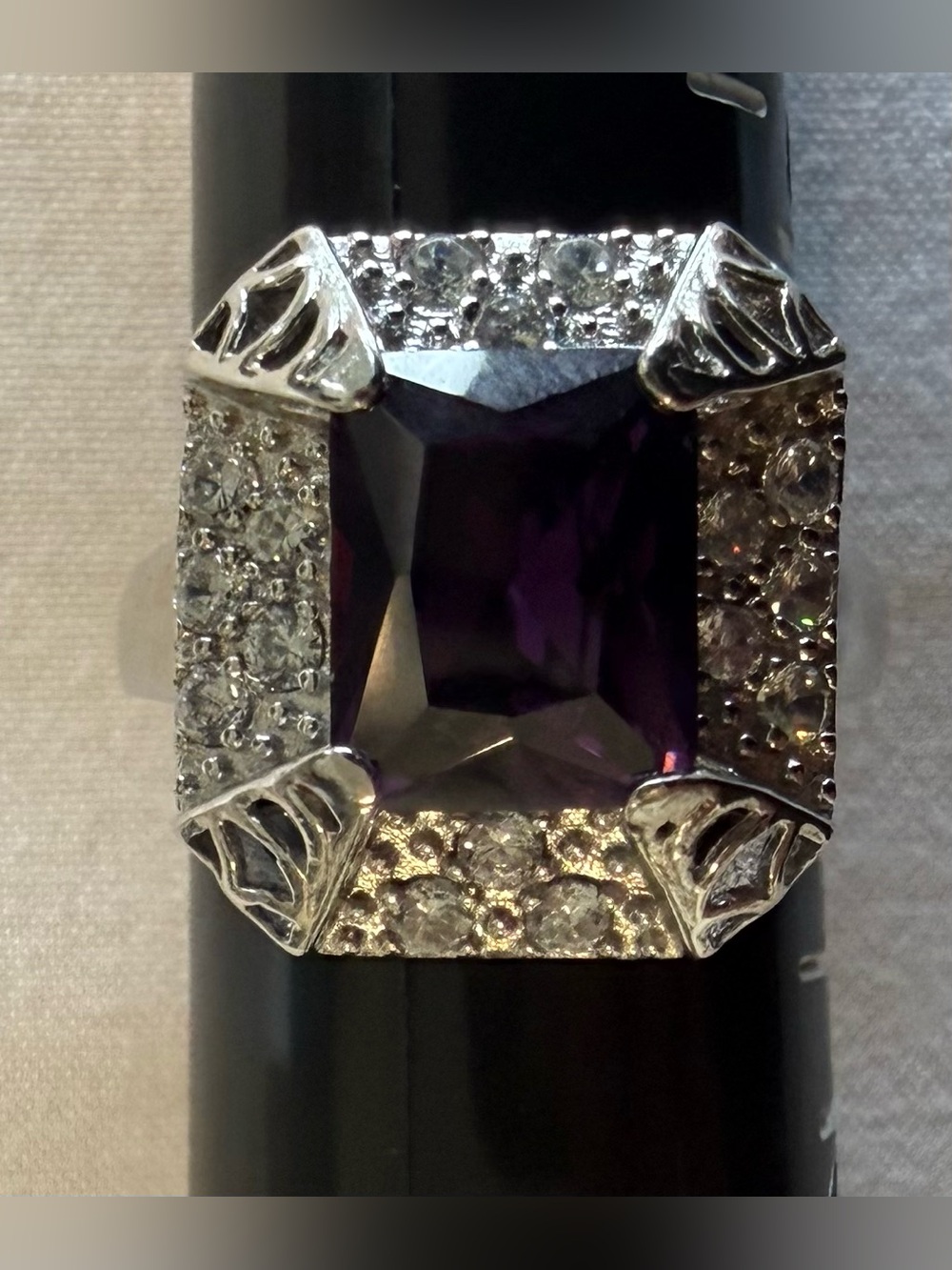Sterling Silver Purple Gemstone Statement Ring